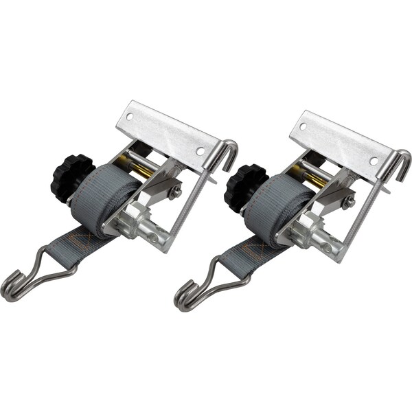 Buyers Products 1-1/2 Inch x 7 Foot Stainless Steel Ladder Rack Ratchet Tie Down Angle Mount with Double J Hooks 5480006 - main